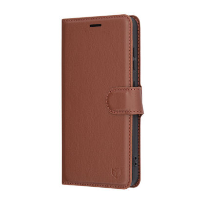 Ovitek za Samsung Galaxy S25 S931, Techsuit, usnjen folio, rjav