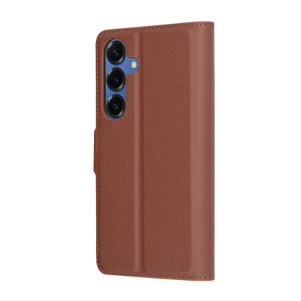 Ovitek za Samsung Galaxy S25 S931, Techsuit, usnjen folio, rjav