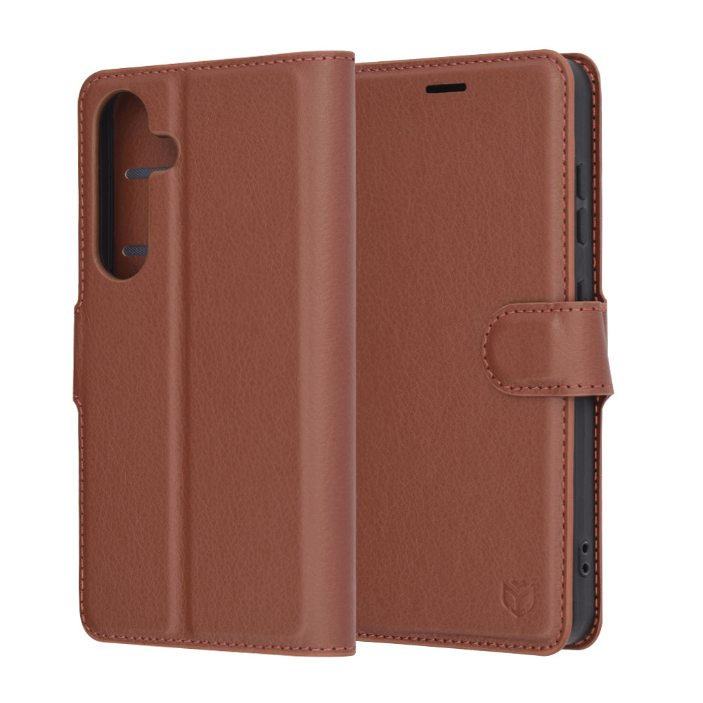 Ovitek za Samsung Galaxy S25 S931, Techsuit, usnjen folio, rjav