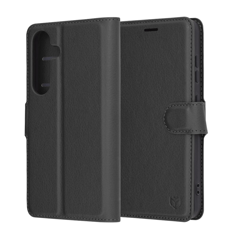 Ovitek za Samsung Galaxy S25 S931, Techsuit, usnjeni folio, črn