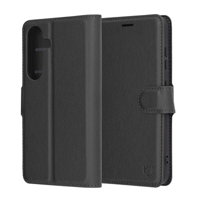 Ovitek za Samsung Galaxy S25 S931, Techsuit, usnjeni folio, črn