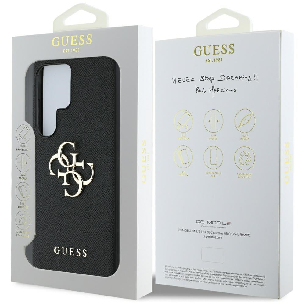Ovitek za Samsung Galaxy S25 Ultra S938, Guess, 4G Grained Big and Classic Logo, črn