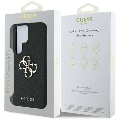 Ovitek za Samsung Galaxy S25 Ultra S938, Guess, 4G Grained Big and Classic Logo, črn
