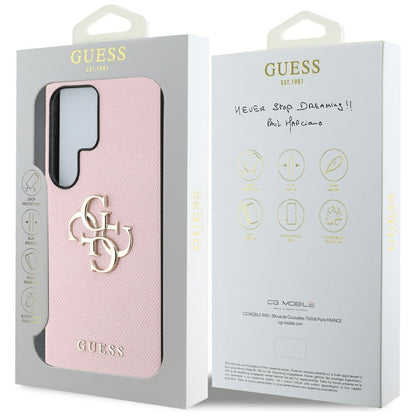 Ovitek za Samsung Galaxy S25 Ultra S938, Guess, 4G Grained Big and Classic Logo, Roza