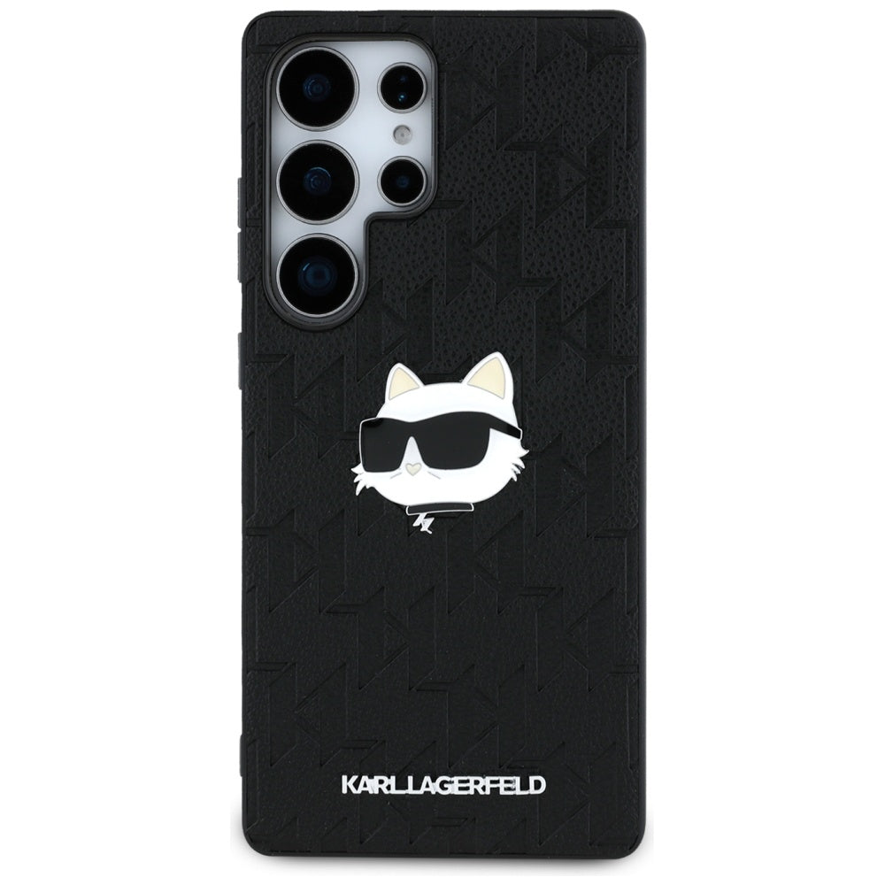 Ovitek za Samsung Galaxy S25 Ultra S938, Karl Lagerfeld, Monogram Choupette's Head, Črna