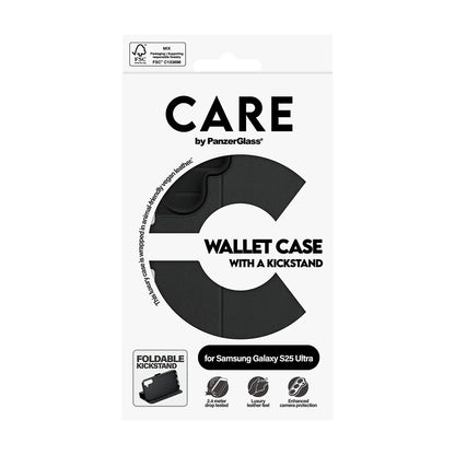 Ovitek za Samsung Galaxy S25 Ultra S938, PanzerGlass, Care Feature Kickstand Wallet, Črna