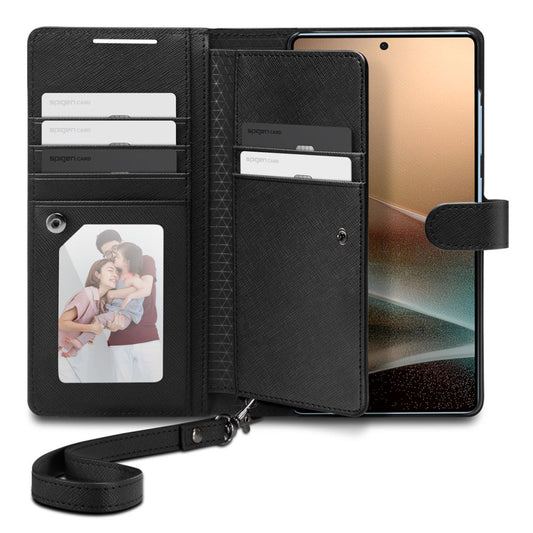 Ovitek za Samsung Galaxy S25 Ultra S938, Spigen, Wallet S, Črn ACS09124