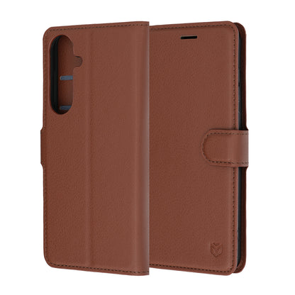 Case for Samsung Galaxy S26 FE / S25 FE, Techsuit, Leather Folio, Brown