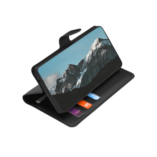 Ovitek za Samsung Galaxy S26 FE / S25 FE, Techsuit, usnjen folio, črn