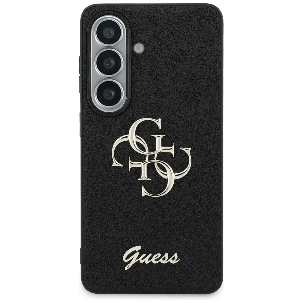 Ovitek za Samsung Galaxy S26 S942, Guess, Fixed Glitter Big 4G Metal Frame, črn