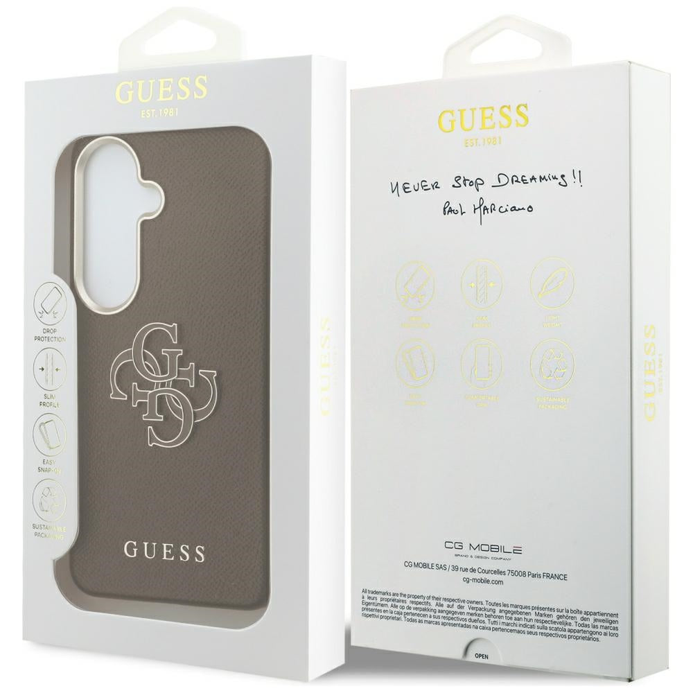 Ovitek za Samsung Galaxy S26 Plus S947, Guess, 4G Grained Big and Classic Logo, rjav