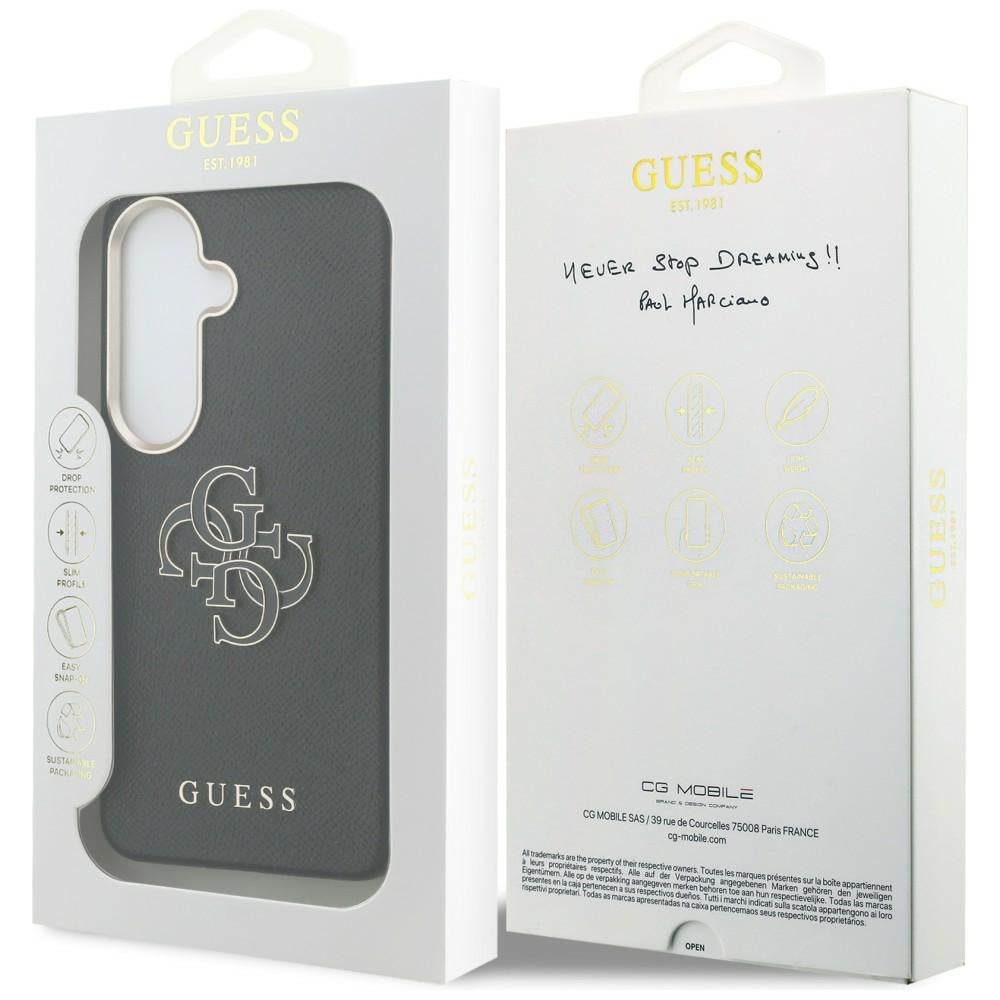 Ovitek za Samsung Galaxy S26 Plus S947, Guess, 4G Grained Big and Classic Logo, Črn