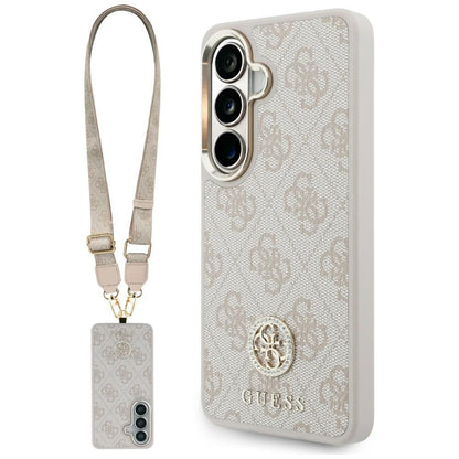 Ovitek za Samsung Galaxy S26 S942, GUESS, 4G Big Rhinestone Triangle Strap, Roza