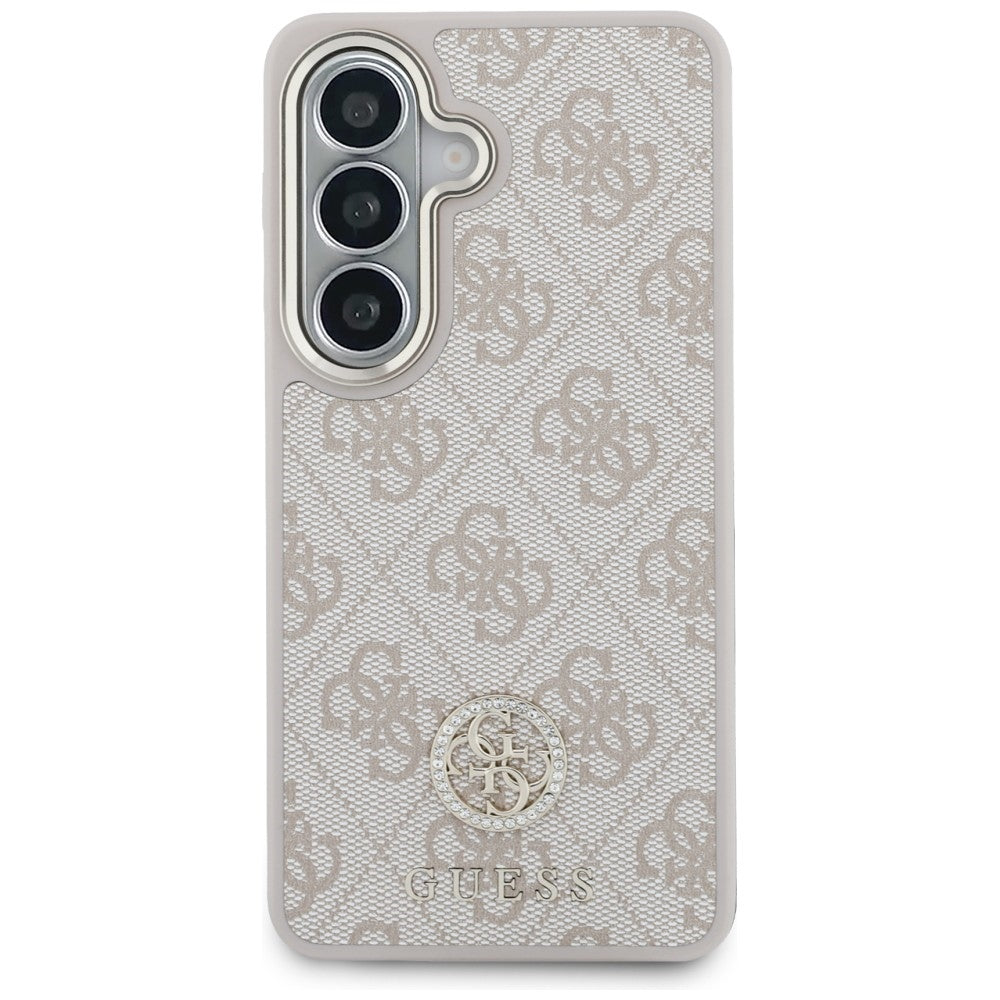 Ovitek za Samsung Galaxy S26 S942, GUESS, 4G Big Rhinestone Triangle Strap, Roza