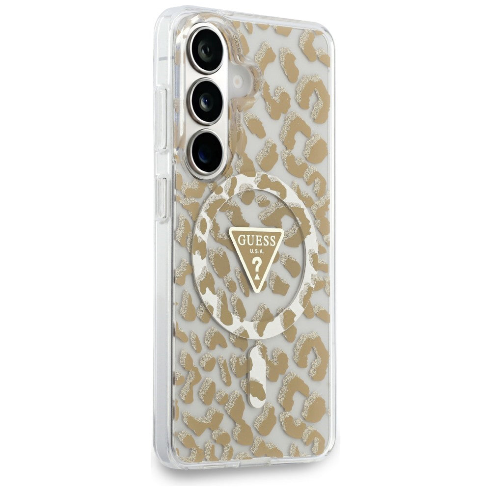 Ovitek MagSafe za Samsung Galaxy S26 S942, Guess, IML Leopard vzorec, rjava