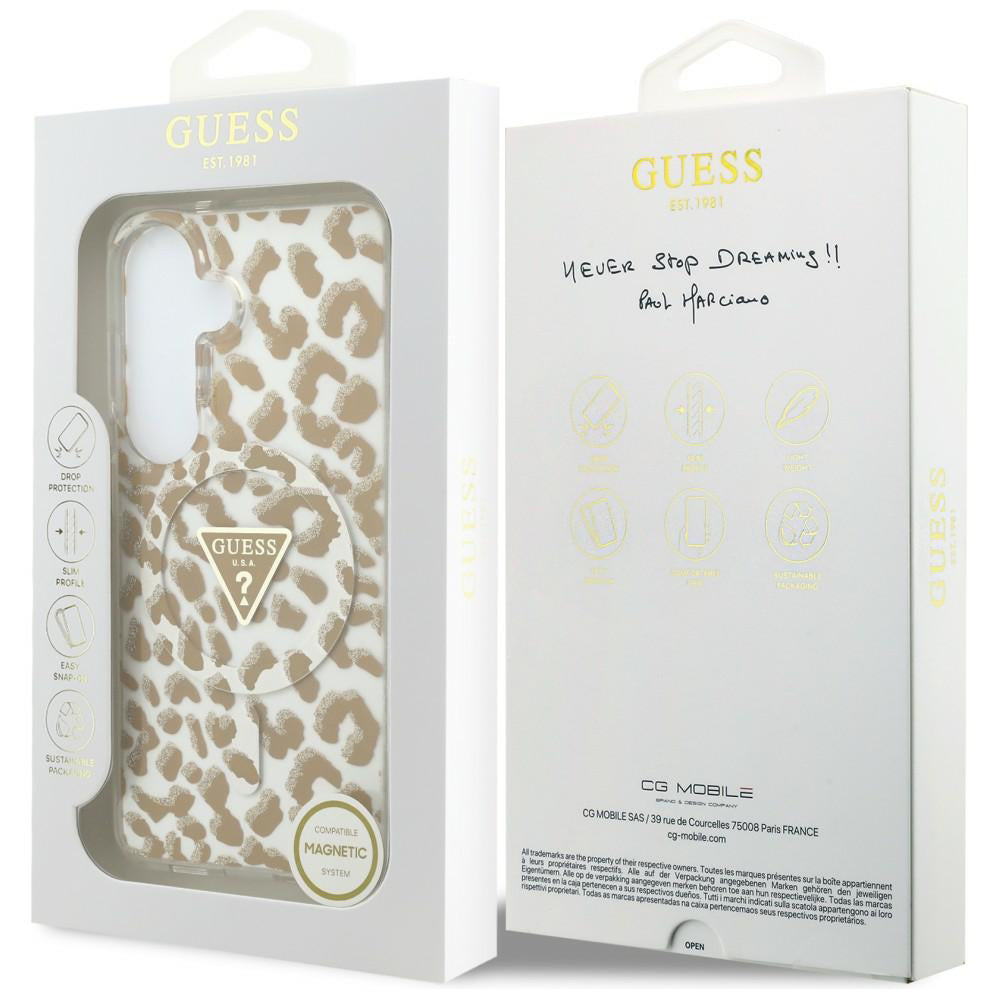 Ovitek MagSafe za Samsung Galaxy S26 S942, Guess, IML Leopard vzorec, rjava