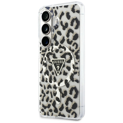 Ovitek MagSafe za Samsung Galaxy S26 S942, Guess, IML Leopard vzorec, črn