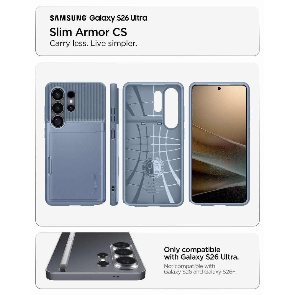 Ovitek za Samsung Galaxy S26 Ultra S948, Spigen, Slim Armor CS, Bleu ACS11225
