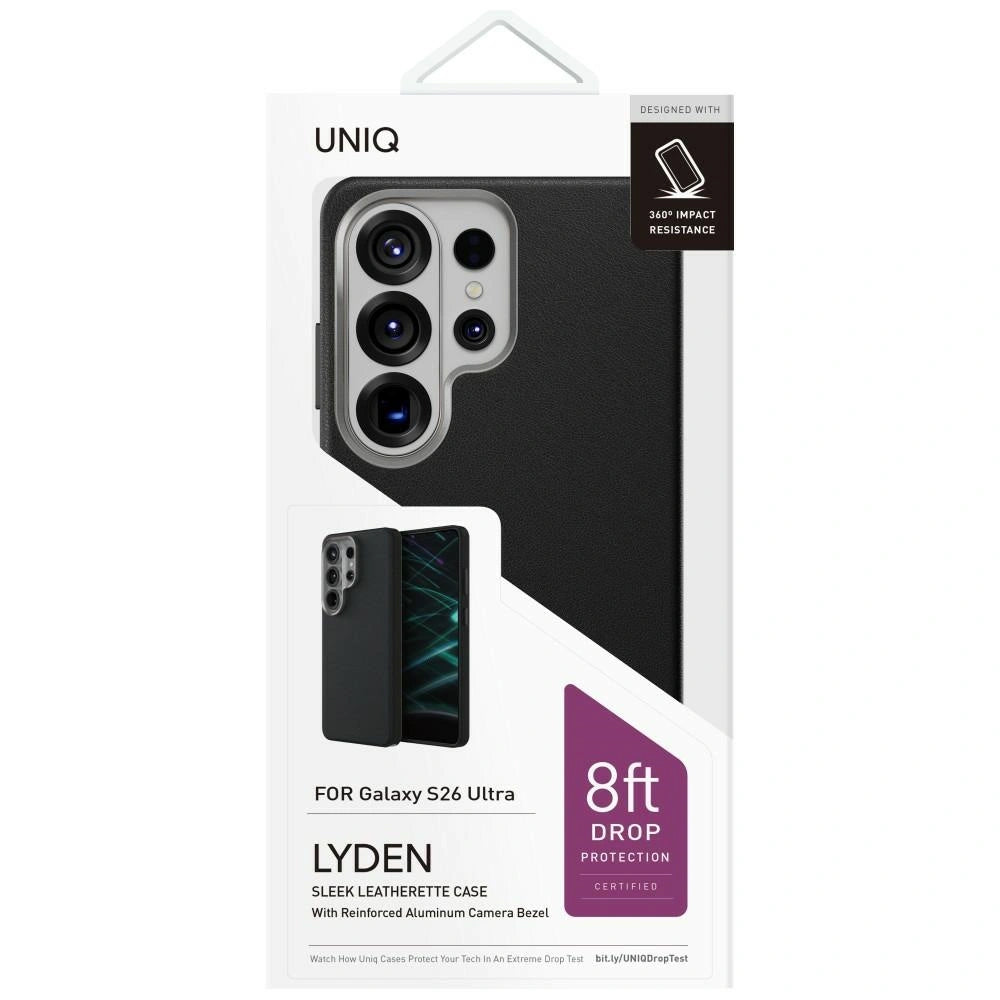 Ovitek za Samsung Galaxy S26 Ultra S948, UNIQ, Lyden Leatherette, črn