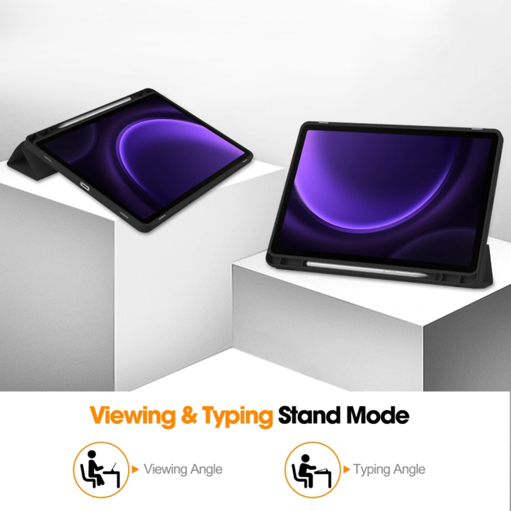 Ovitek za Samsung Galaxy Tab S10 FE / Tab S9 FE, Techsuit, Flex Trifold, Črn