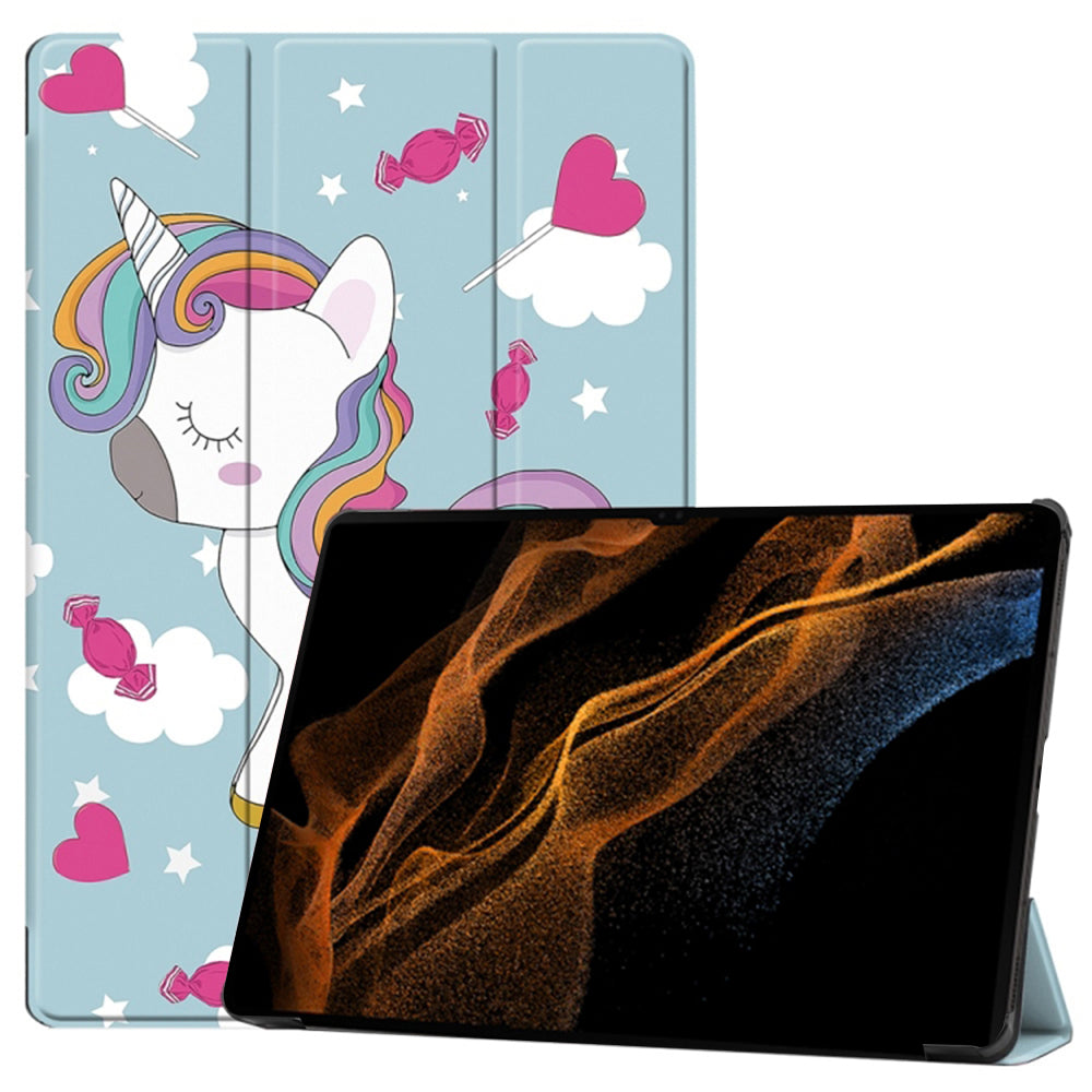Ovitek za Samsung Galaxy Tab S10 Ultra / Tab S9 Ultra / Tab S8 Ultra, Techsuit, FoldPro Unicorn, večbarven