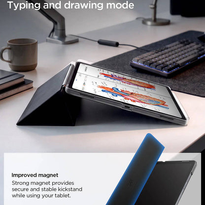 Ovitek za Samsung Galaxy Tab S12 Plus, Spigen, Liquid Air Folio, črn ACS11828