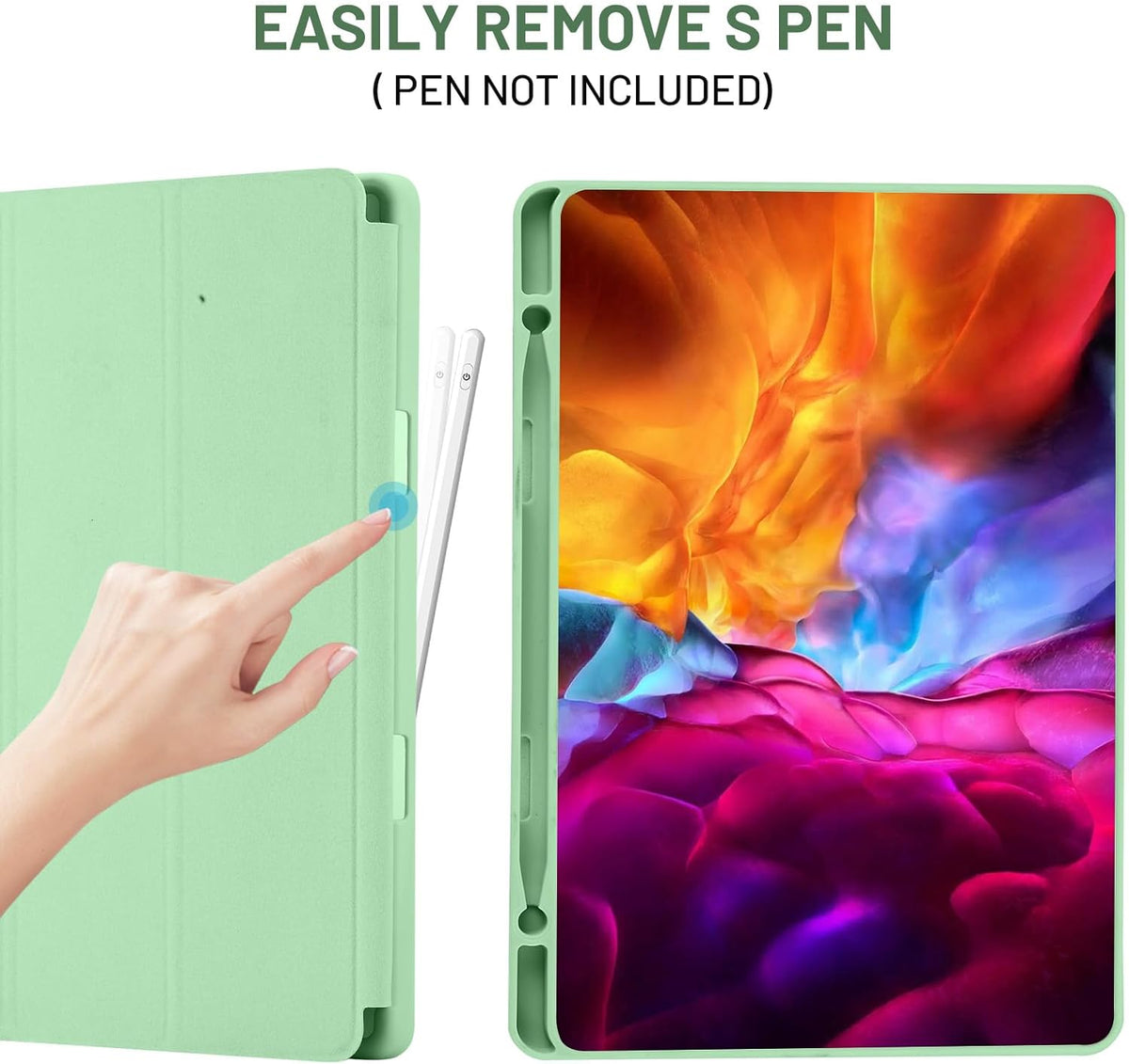 Ovitek za Samsung Galaxy Tab S6 Lite (2024) / Tab S6 Lite (2022) / Tab S6 Lite (2020), Techsuit, Flex Trifold, Matcha zelena