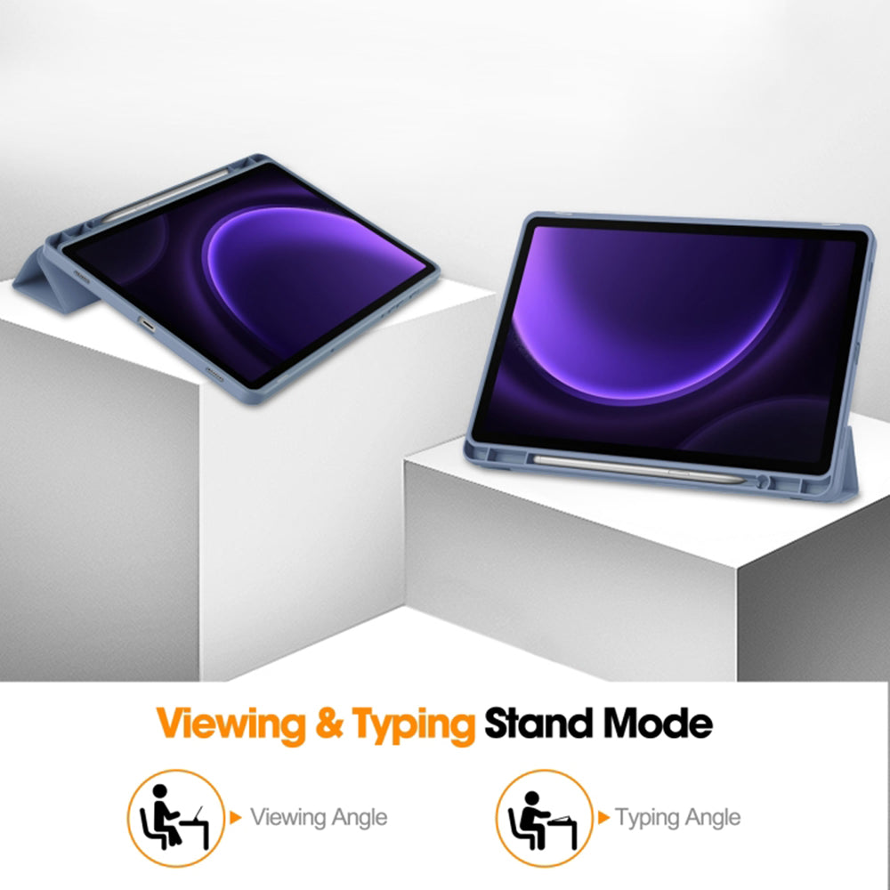 Ovitek za Samsung Galaxy Tab S9 FE / Tab S9 / Tab S10 FE, Techsuit, Flex Trifold, Vijoličen