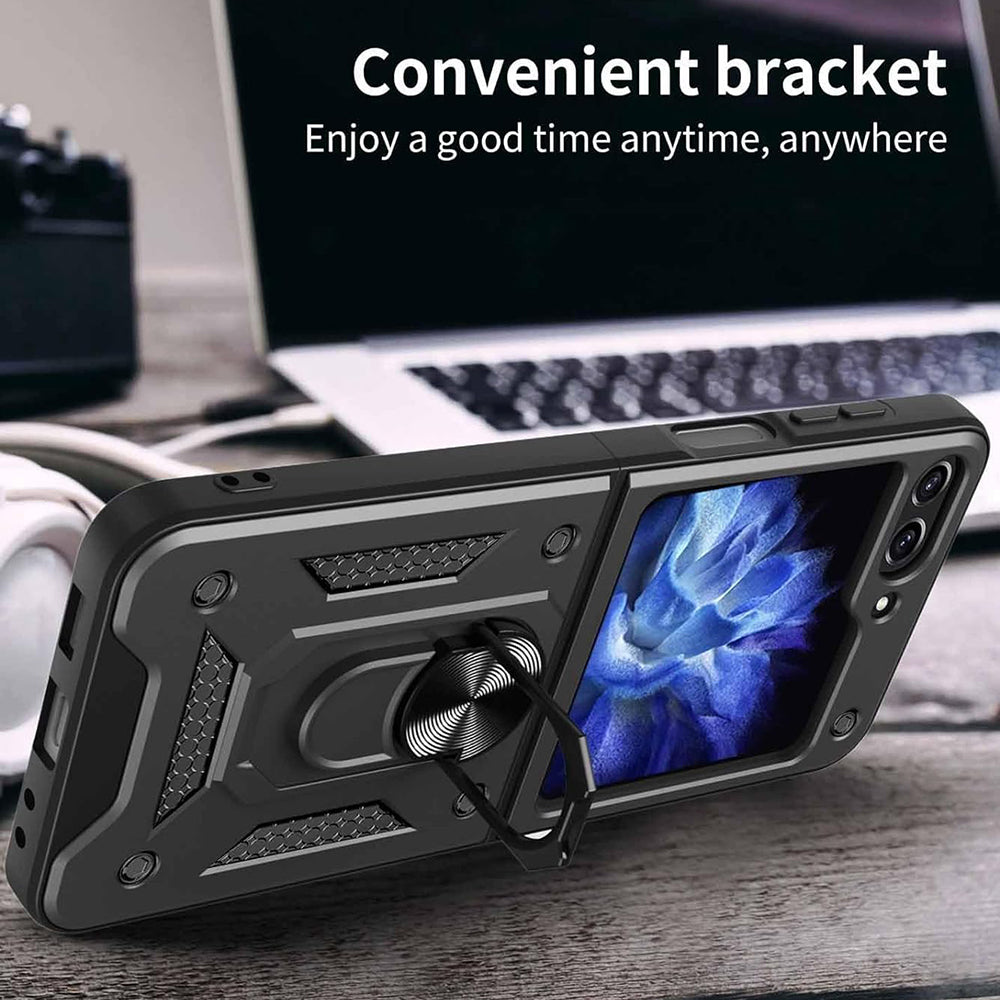 Ovitek za Samsung Galaxy Z Flip7 FE F761 / Z Flip6 F741, Techsuit, CamShield, Črn