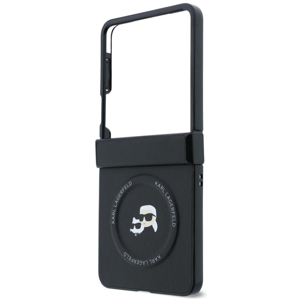 Ovitek za Samsung Galaxy Z Flip8 F776, Karl Lagerfeld, Karl & Choupette glava zatič, črna