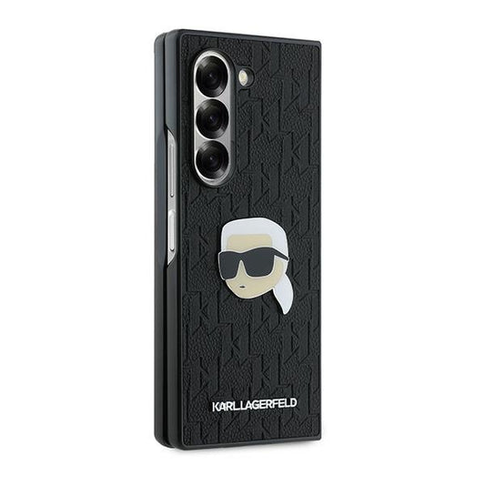 Ovitek za Samsung Galaxy Z Fold6 F956, Karl Lagerfeld, Saffiano Monogram Karl's Head Metal, črn