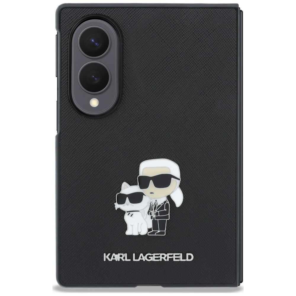 Ovitek za Samsung Galaxy Z Fold8 F971, Karl Lagerfeld, Saffiano Karl & Choupette kovinski zatič, črn