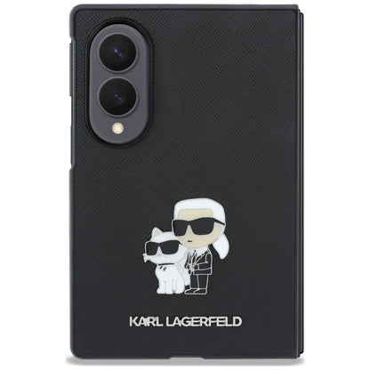 Ovitek za Samsung Galaxy Z Fold8 F971, Karl Lagerfeld, Saffiano Karl & Choupette kovinski zatič, črn