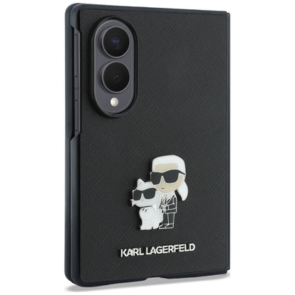 Ovitek za Samsung Galaxy Z Fold8 F971, Karl Lagerfeld, Saffiano Karl & Choupette kovinski zatič, črn