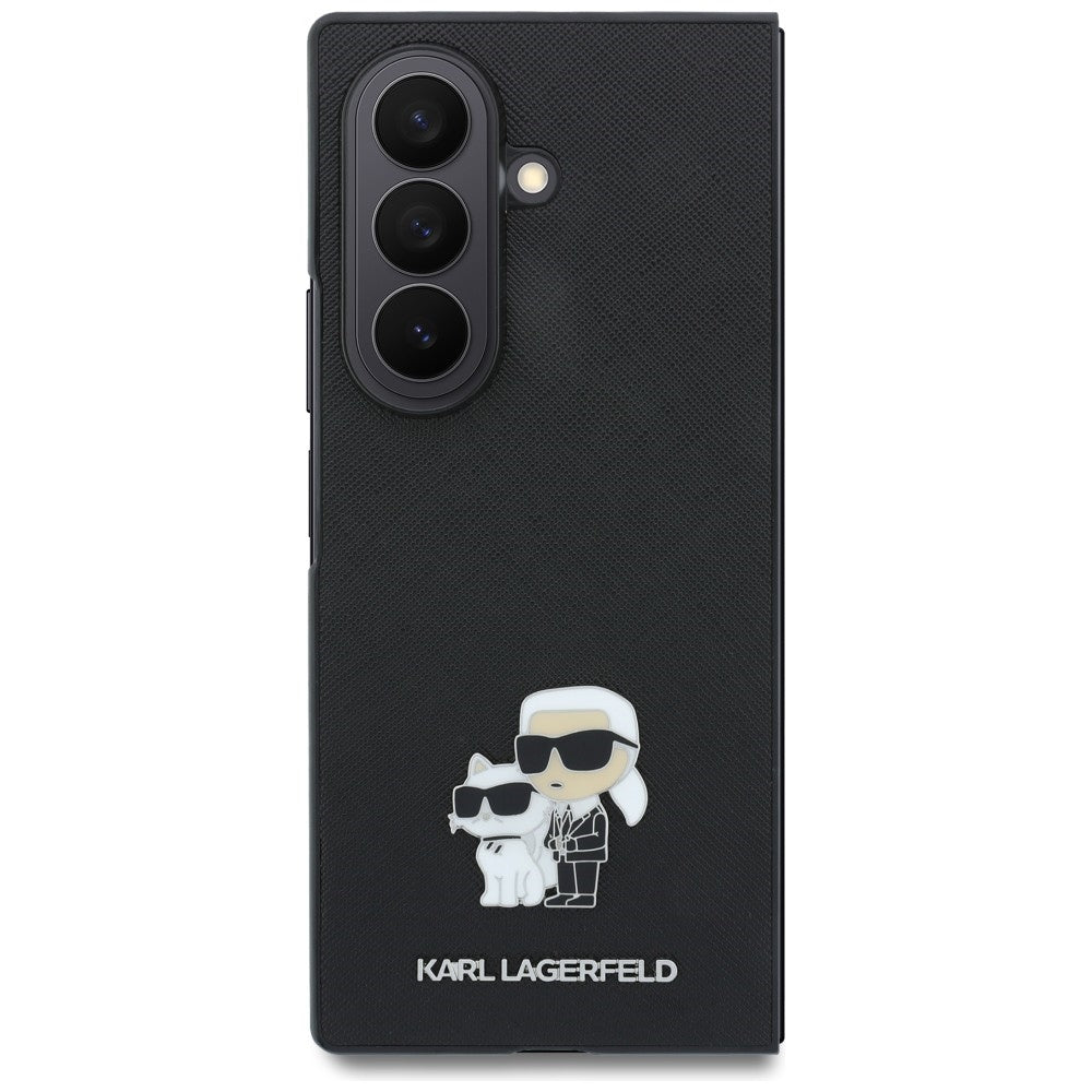 Ovitek za Samsung Galaxy Z Fold8 Ultra F976, Karl Lagerfeld, Saffiano Karl & Choupette kovinska zaponka, črna