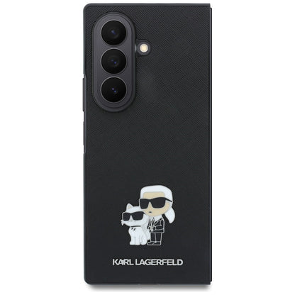 Ovitek za Samsung Galaxy Z Fold8 Ultra F976, Karl Lagerfeld, Saffiano Karl & Choupette kovinska zaponka, črna
