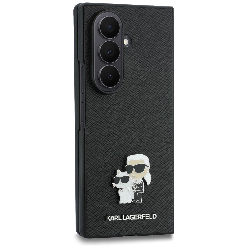 Ovitek za Samsung Galaxy Z Fold8 Ultra F976, Karl Lagerfeld, Saffiano Karl & Choupette kovinska zaponka, črna