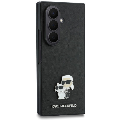 Ovitek za Samsung Galaxy Z Fold8 Ultra F976, Karl Lagerfeld, Saffiano Karl & Choupette kovinska zaponka, črna
