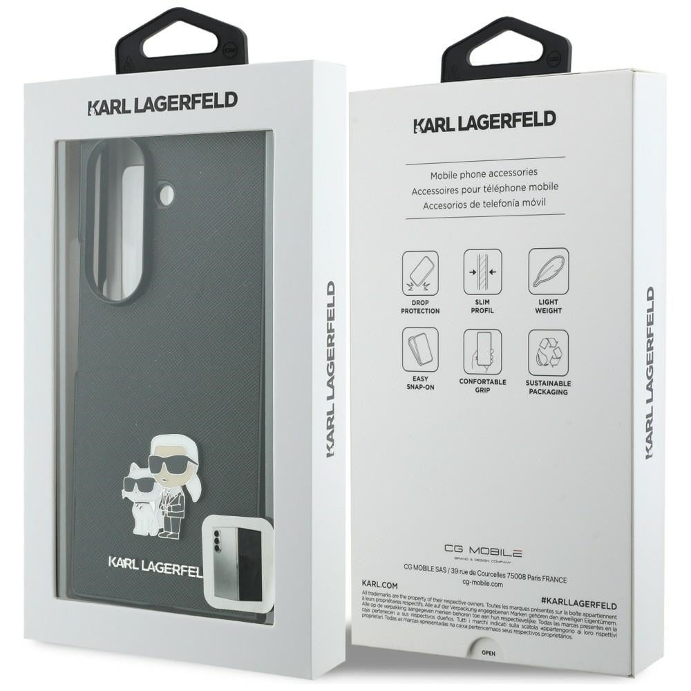 Ovitek za Samsung Galaxy Z Fold8 Ultra F976, Karl Lagerfeld, Saffiano Karl & Choupette kovinska zaponka, črna