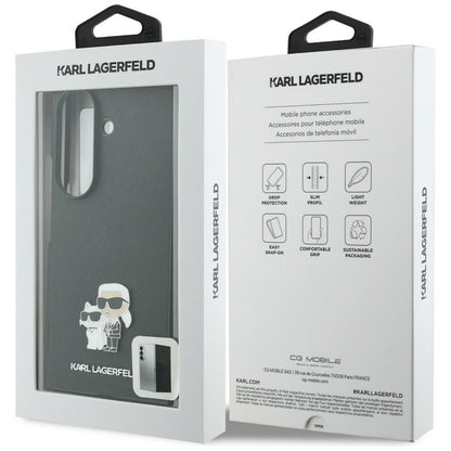 Ovitek za Samsung Galaxy Z Fold8 Ultra F976, Karl Lagerfeld, Saffiano Karl & Choupette kovinska zaponka, črna