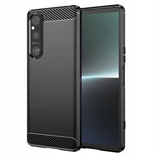 Ovitek za Sony Xperia 1 V, Techsuit, Karbon, Črn