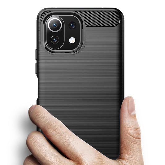 Ovitek za Xiaomi 11 Lite 5G NE / Mi 11 Lite 5G / 11 Lite, Techsuit, ogljik, črn