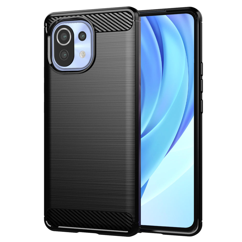 Ovitek za Xiaomi 11 Lite 5G NE / Mi 11 Lite 5G / 11 Lite, Techsuit, ogljik, črn