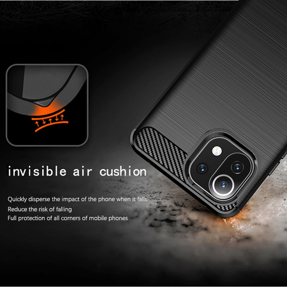 Ovitek za Xiaomi 11 Lite 5G NE / Mi 11 Lite 5G / 11 Lite, Techsuit, ogljik, črn