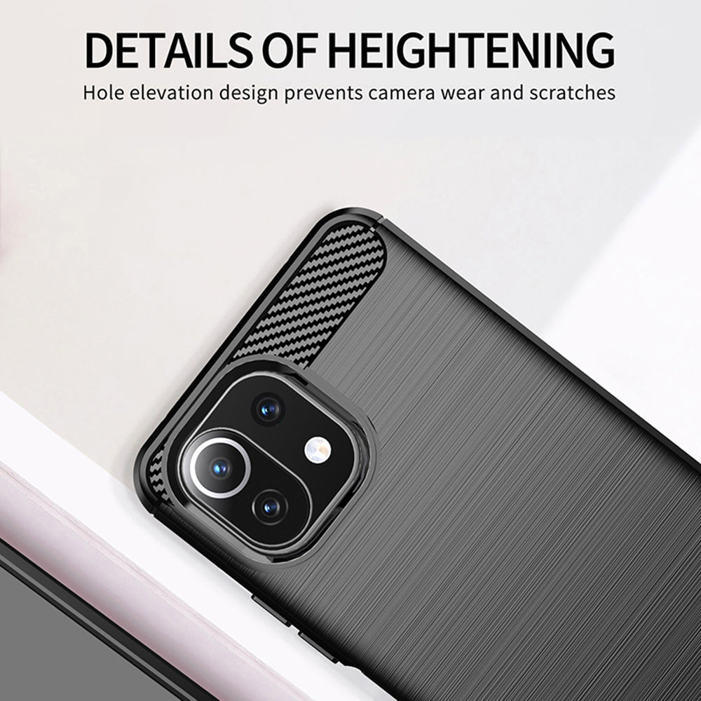 Ovitek za Xiaomi 11 Lite 5G NE / Mi 11 Lite 5G / 11 Lite, Techsuit, ogljik, črn