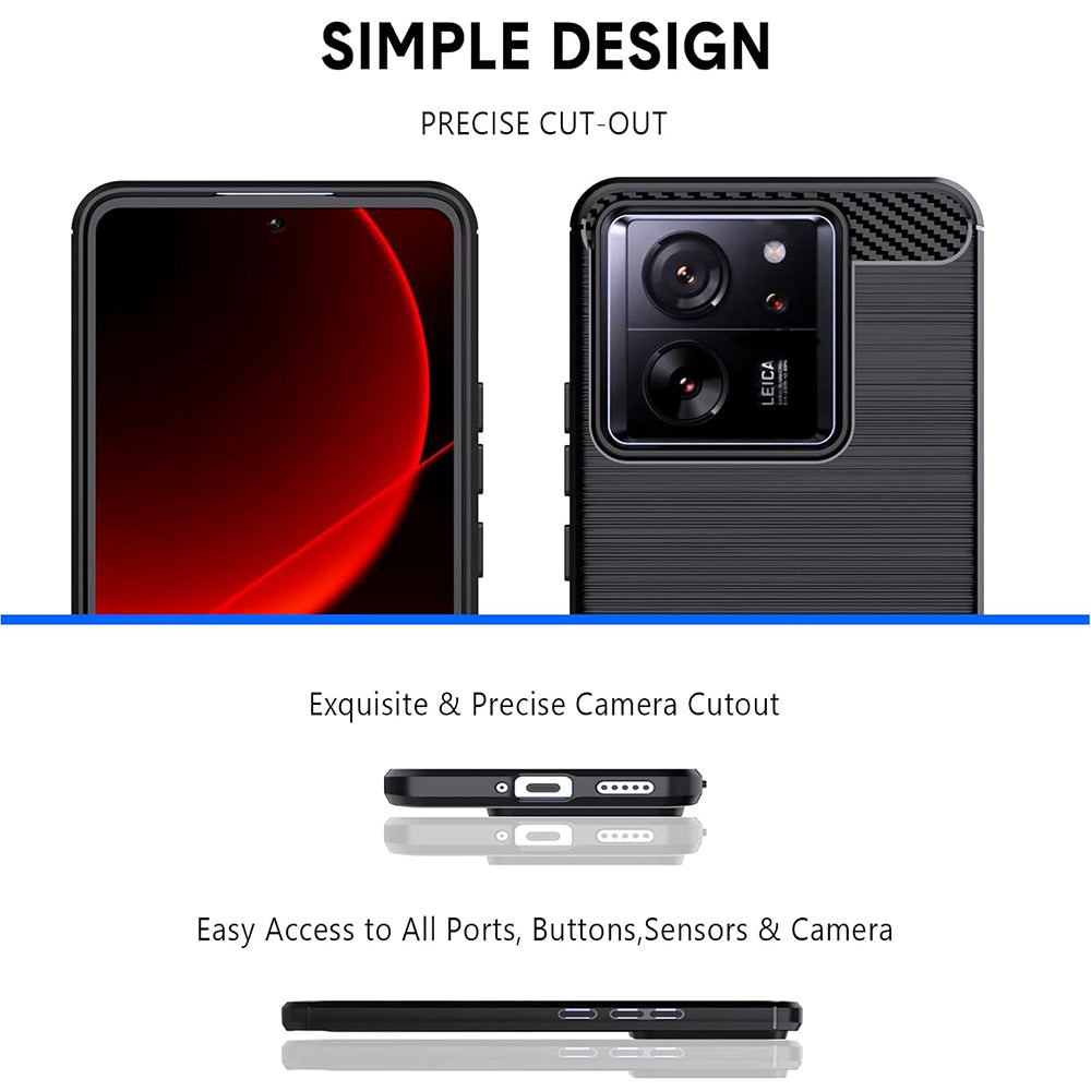 Ovitek za Xiaomi 13T Pro / 13T, Techsuit, Karbon, Črn