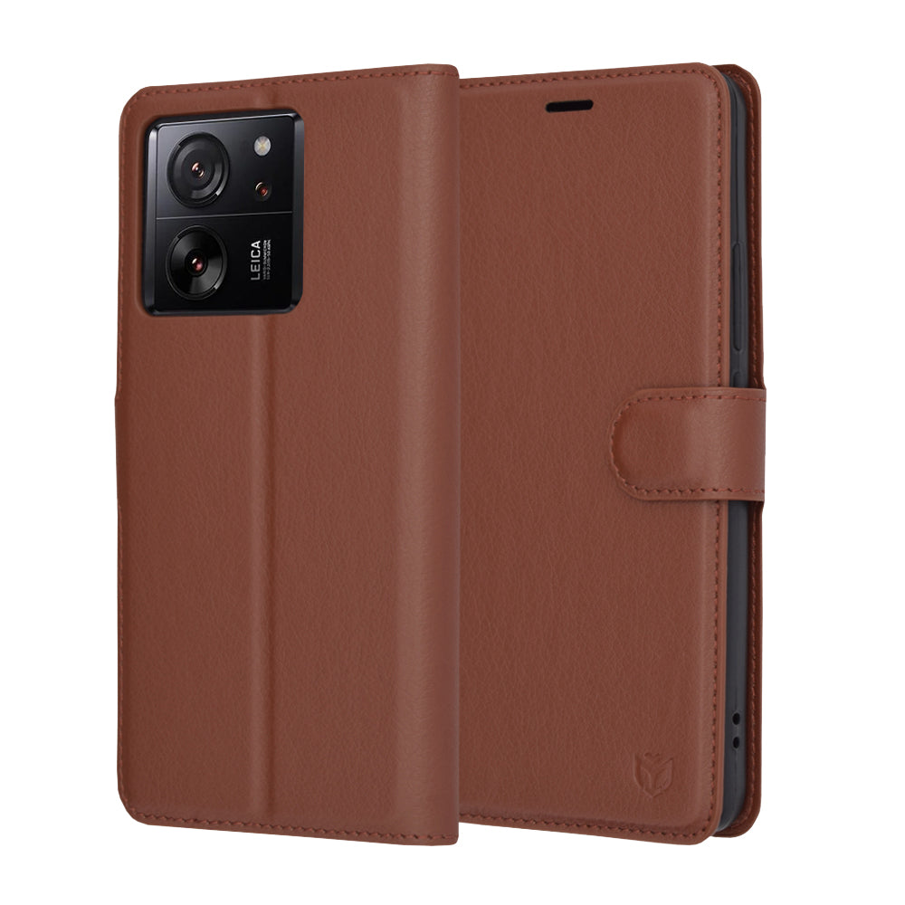 Ovitek za Xiaomi 13T Pro / 13T, Techsuit, usnjeni folio, rjav