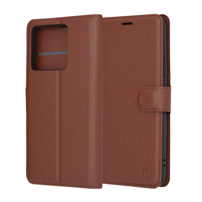 Ovitek za Xiaomi 13T Pro / 13T, Techsuit, usnjeni folio, rjav