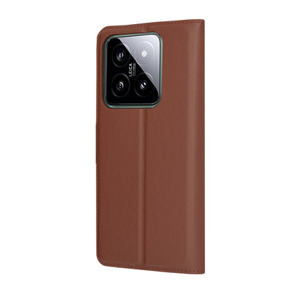 Ovitek za Xiaomi 14, Techsuit, usnjeni folio, rjav