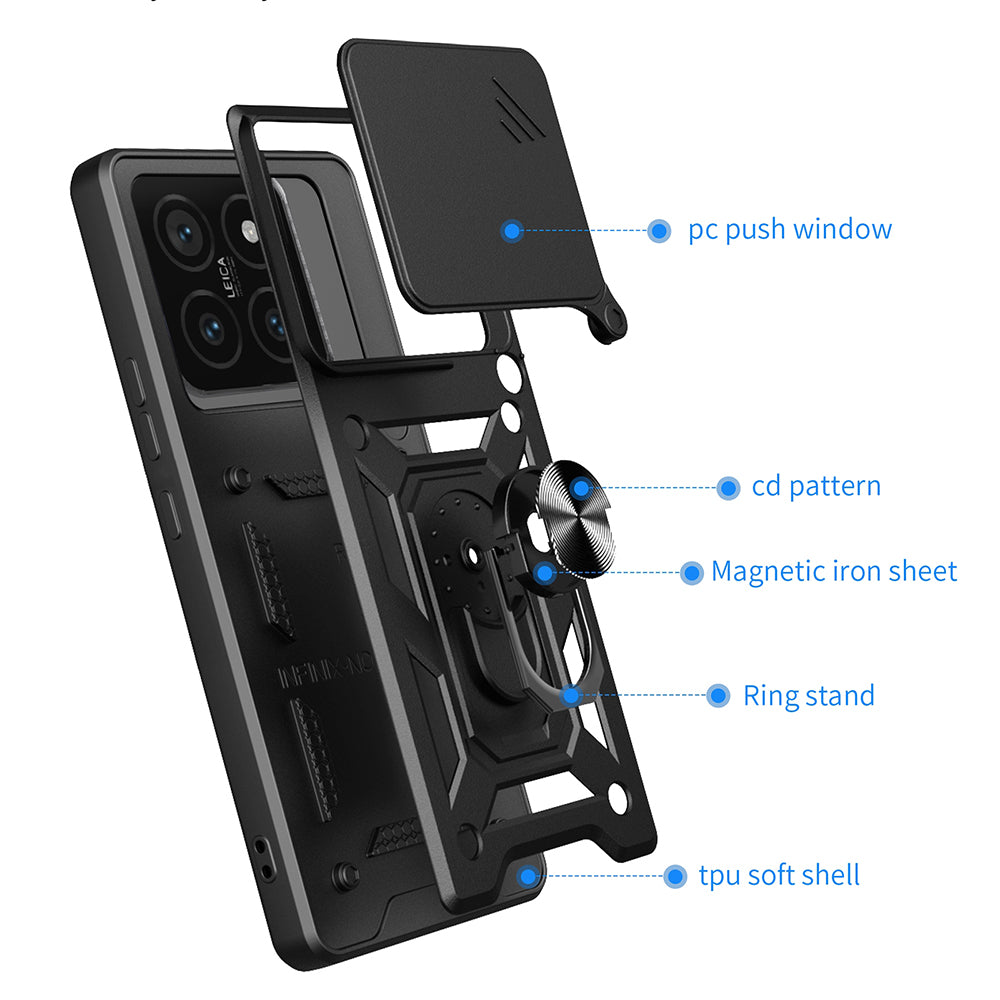 Ovitek za Xiaomi 14T, Techsuit, CamShield, Črn